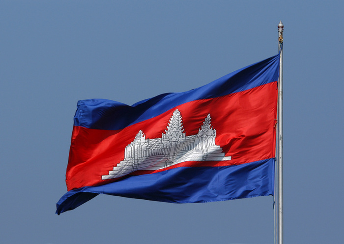 The flag of Cambodia.