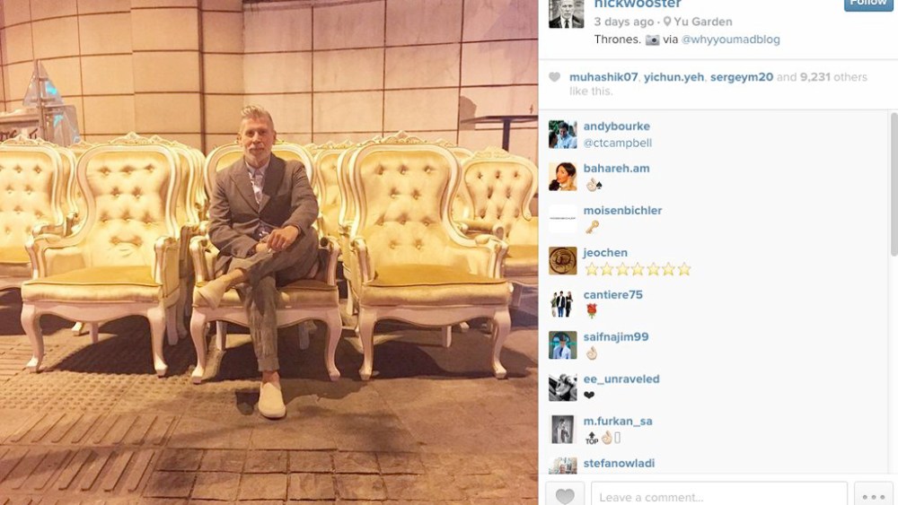 Nick Wooster, Shanghai, Instagram