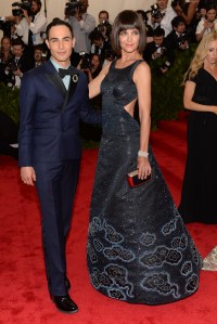 Katie Holmes in Zac Posen with the designer