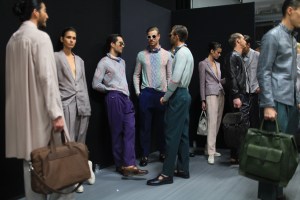 Backstage at Giorgio Armani Men's Spring 2016