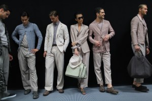 Backstage at Giorgio Armani Men's Spring 2016