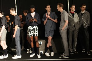 Models backstage at E.Tautz Men's RTW Spring 2016