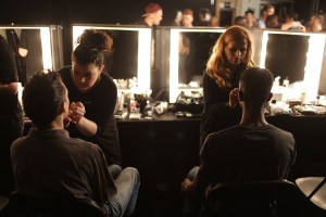 Models backstage at E.Tautz Men's RTW Spring 2016