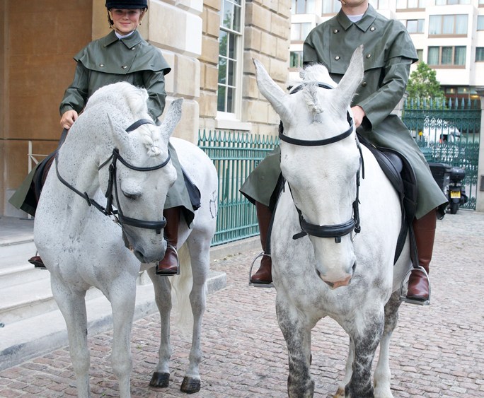 Riders on horses at the Hunter Presentation at the London Collections: Men Spring 2016