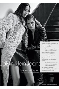 A visual from the Calvin Klein Jeans campaign for fall '15.