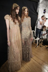 Model backstage at Elie Saab Couture Fall 2015