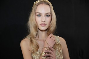 Model backstage at Elie Saab Couture Fall 2015
