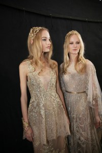 Model backstage at Elie Saab Couture Fall 2015
