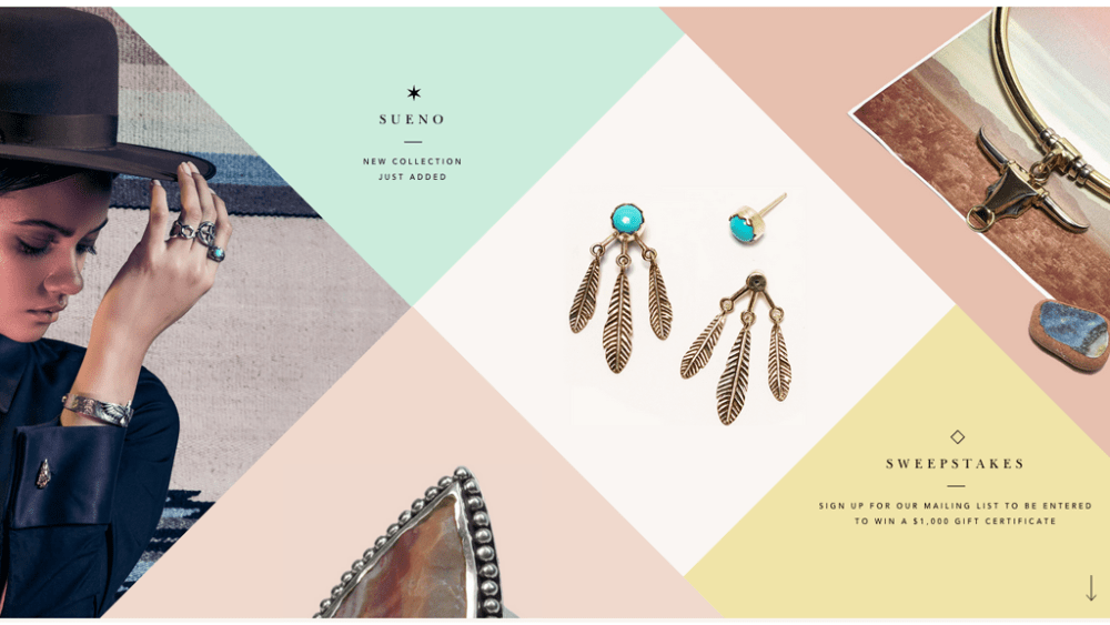 A screenshot of Pamela Love's new website.