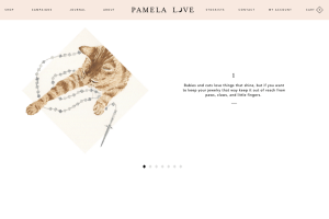A screenshot of Pamela Love's new website.