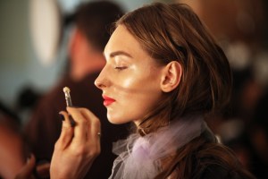 Backstage at Badgley Mischka RTW Spring 2016