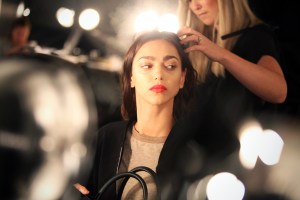 Backstage at Badgley Mischka RTW Spring 2016