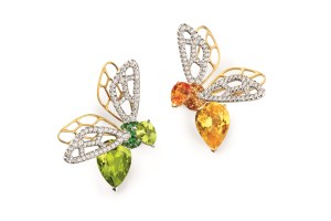 Chaumet’s Abeille yellow sapphire and peridot earrings