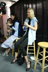 Backstage at Derek Lam RTW Spring 2016.