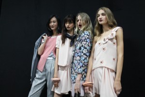 Backstage at Emporio Armani Sring 2016