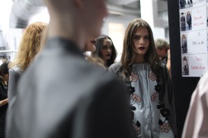 Backstage at Emporio Armani Sring 2016
