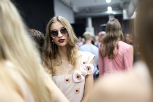 Backstage at Emporio Armani Sring 2016