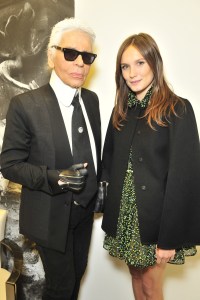 Karl Lagerfeld and Ana Girardot Fendi Ready to Wear Spring 2016 Front Row
