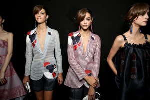 Backstage at Giorgio Armani Spring 2016