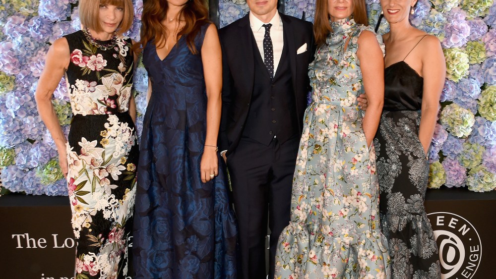 Anna Wintour, Livia Firth, Erdem Moralioglu, Natalie Massenet and Sally Singer The London 2015 Green Carpet Collection by Erdem Event
