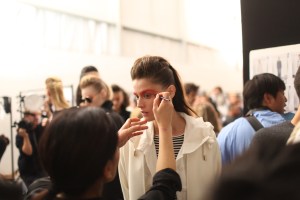 Backstage at Max Mara Spring 2016
