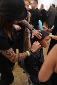 Backstage at Temperley London Spring 2016