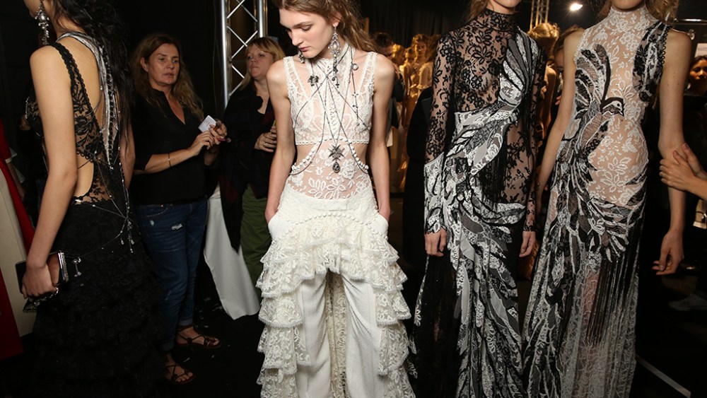 Backstage at Alexander McQueen RTW Spring 2016