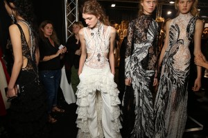 Backstage at Alexander McQueen RTW Spring 2016