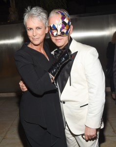 Jamie Lee Curtis in Alexander McQueen with Ryan Murphy.