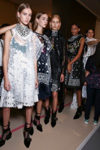 Backstage at Sacai Spring 2016