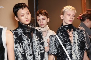 Backstage at Lanvin spring 2016