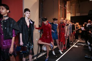 Backstage at Lanvin spring 2016