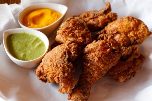 The Pomeroy's whole bird with honey carrot and jalapeno herb dipping sauces.