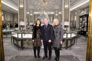 Elizabeth von der Goltz, Joshua Schulman and Linda Fargo Inside the Bergdorf Goodman Jewelry Salon.
