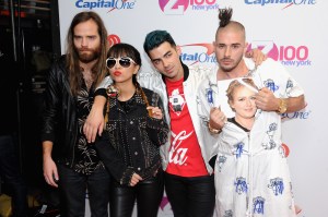Jack Lawless, JinJoo Lee, Joe Jonas, and Cole Whittle at Jingle Ball 2016