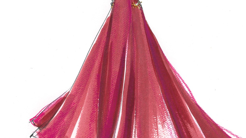 A dress sketch from Marchessa Notte for Rent the Runway