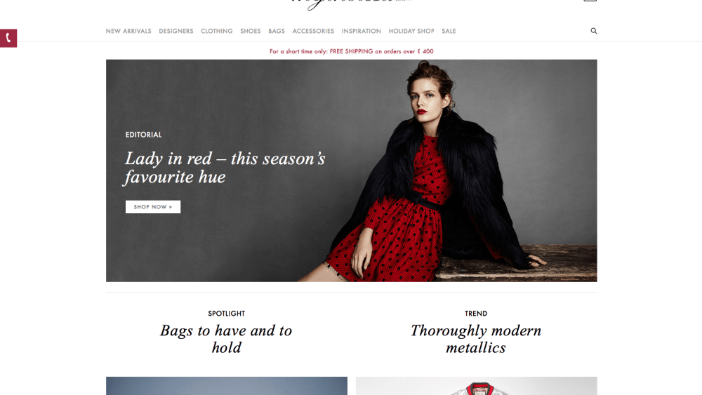 A screenshot of Mytheresa new website homepage