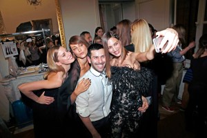 Alexis Mabille and models backstage at the couture spring 2016 show