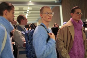 Backstage at Versace Men's Fall 2016