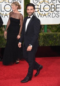 Oscar Isaac in Rag & Bone 2016 Golden Globes red carpet