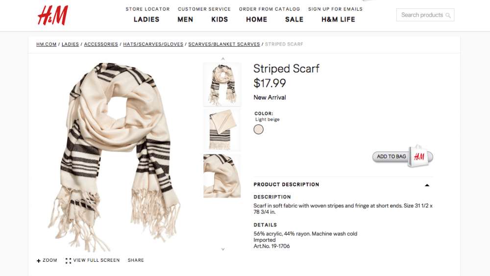 H&M's fringed scarf