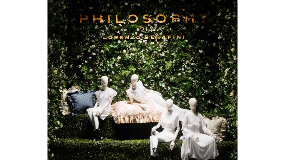 One of Philosophy di Lorenzo Serafini's spring looks at Milan's La Rinascente windows