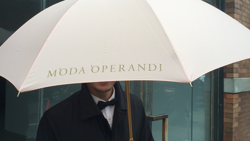 Moda Operandi handed out umbrellas during NYFW.