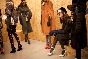 Backstage at Prada Fall 2016