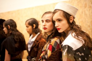 Backstage at Prada Fall 2016