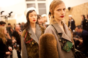 Backstage at Prada Fall 2016
