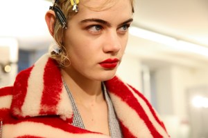 Backstage at Prada Fall 2016