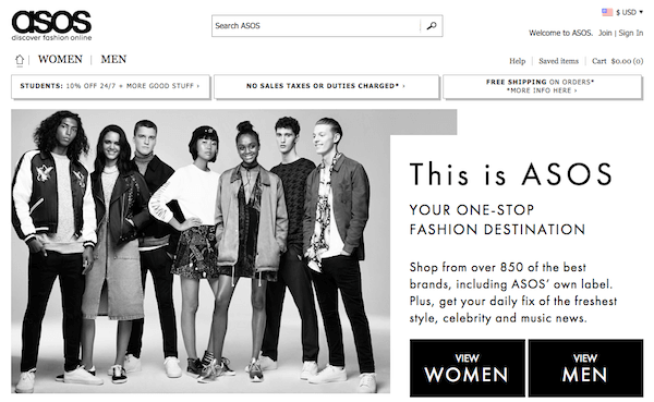 Asos website screenshot