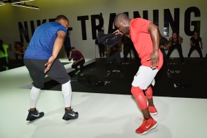 Victor Cruz and Kevin Hart at the Nike+ Live event