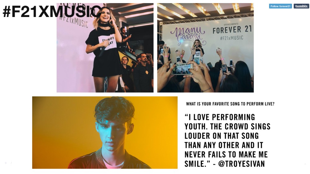 Forever 21 Launches #F21xMusic on Brand's First Dedicated Tumblr Account